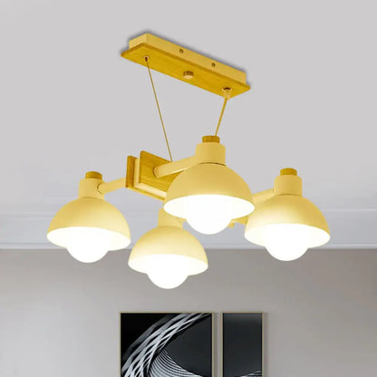 DecorBites™ Dome Shade Linear Chandelier - Nordic Metal Island Lighting (4/6 Lights) - White