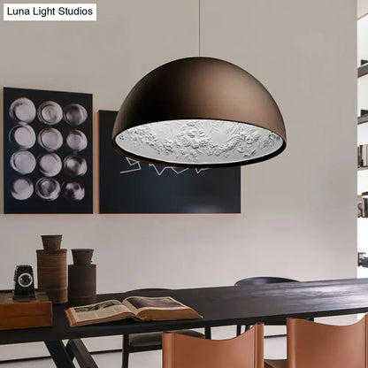 Dome Shade Pendant Lamp with Floral Interior Modern Metal Ceiling Light, 1 Light Gold/Coffee/Black, 16"/23.5"/35.5" Wide