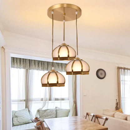 DecorBites™ DecorBites™ Dome Shaped Metallic Gold Semi Flush Mount with Opal Glass Shade for Dining Room