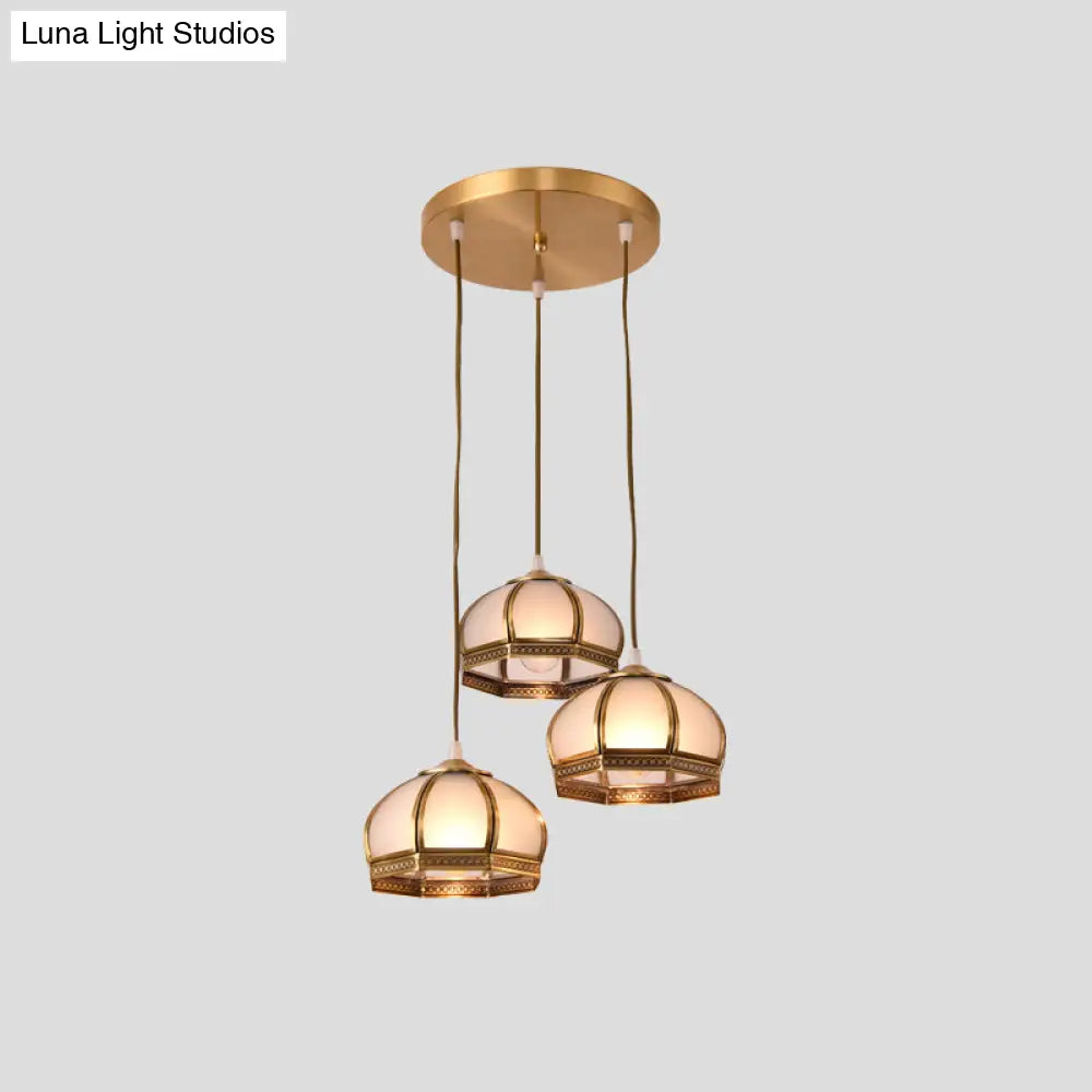 DecorBites™ DecorBites™ Dome Shaped Metallic Gold Semi Flush Mount with Opal Glass Shade for Dining Room