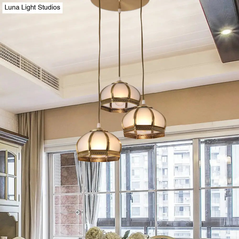 DecorBites™ DecorBites™ Dome Shaped Metallic Gold Semi Flush Mount with Opal Glass Shade for Dining Room