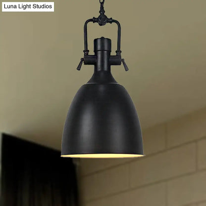 Domed Metallic Ceiling Pendant - 11"/14.5" Width - Industrial 1 Head - Black