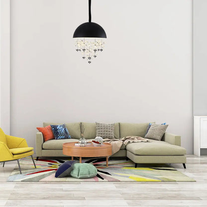 Lámpara colgante abovedada con decoración floral de cristal - Lámpara de techo colgante moderna de metal (6/10 luces) en blanco y negro.