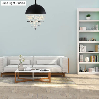 Lámpara colgante abovedada con decoración floral de cristal - Lámpara de techo colgante moderna de metal (6/10 luces) en blanco y negro.
