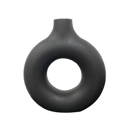 Donut Shape Flower Vase - White Minimalist - Vase