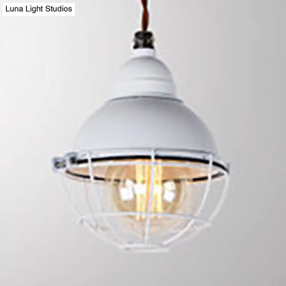 Double Bubble Indoor Pendant Light with Wire Frame, Farmhouse Metal, 1 Light - Black/White Ceiling Pendant