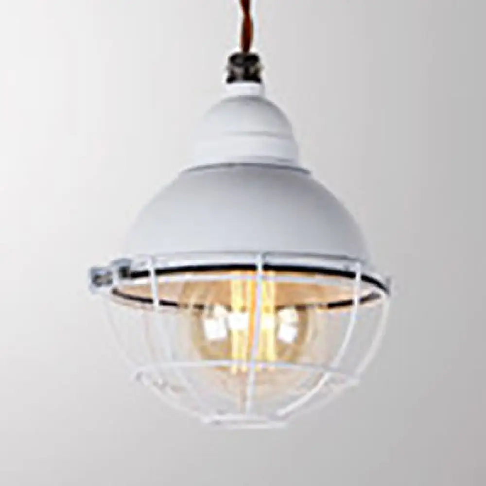 Double Bubble Indoor Pendant Light with Wire Frame, Farmhouse Metal, 1 Light - Black/White Ceiling Pendant