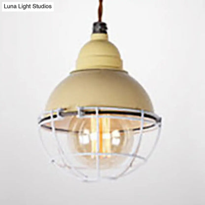 Double Bubble Indoor Pendant Light with Wire Frame, Farmhouse Metal, 1 Light - Black/White Ceiling Pendant