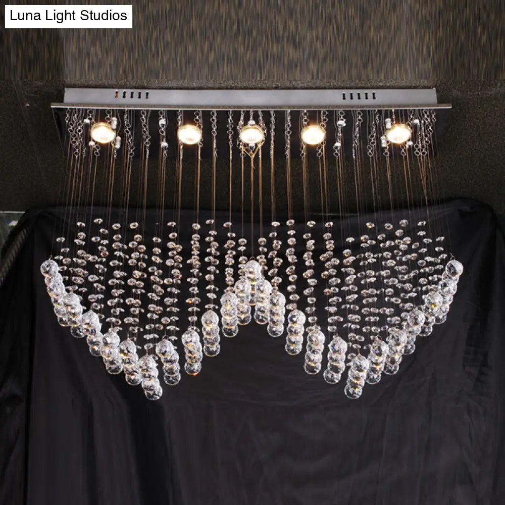 DecorBites™ DecorBites™ Double Heart Crystal Chandelier - Modern Satin Nickel Flush Mount with 5 Lights