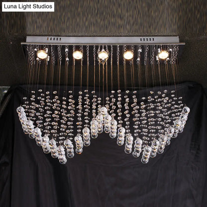 DecorBites™ DecorBites™ Double Heart Crystal Chandelier - Modern Satin Nickel Flush Mount with 5 Lights