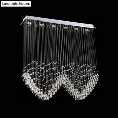 DecorBites™ DecorBites™ Double Heart Crystal Chandelier - Modern Satin Nickel Flush Mount with 5 Lights