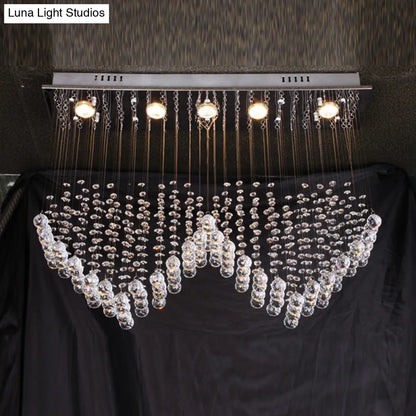 DecorBites™ DecorBites™ Double Heart Crystal Chandelier - Modern Satin Nickel Flush Mount with 5 Lights