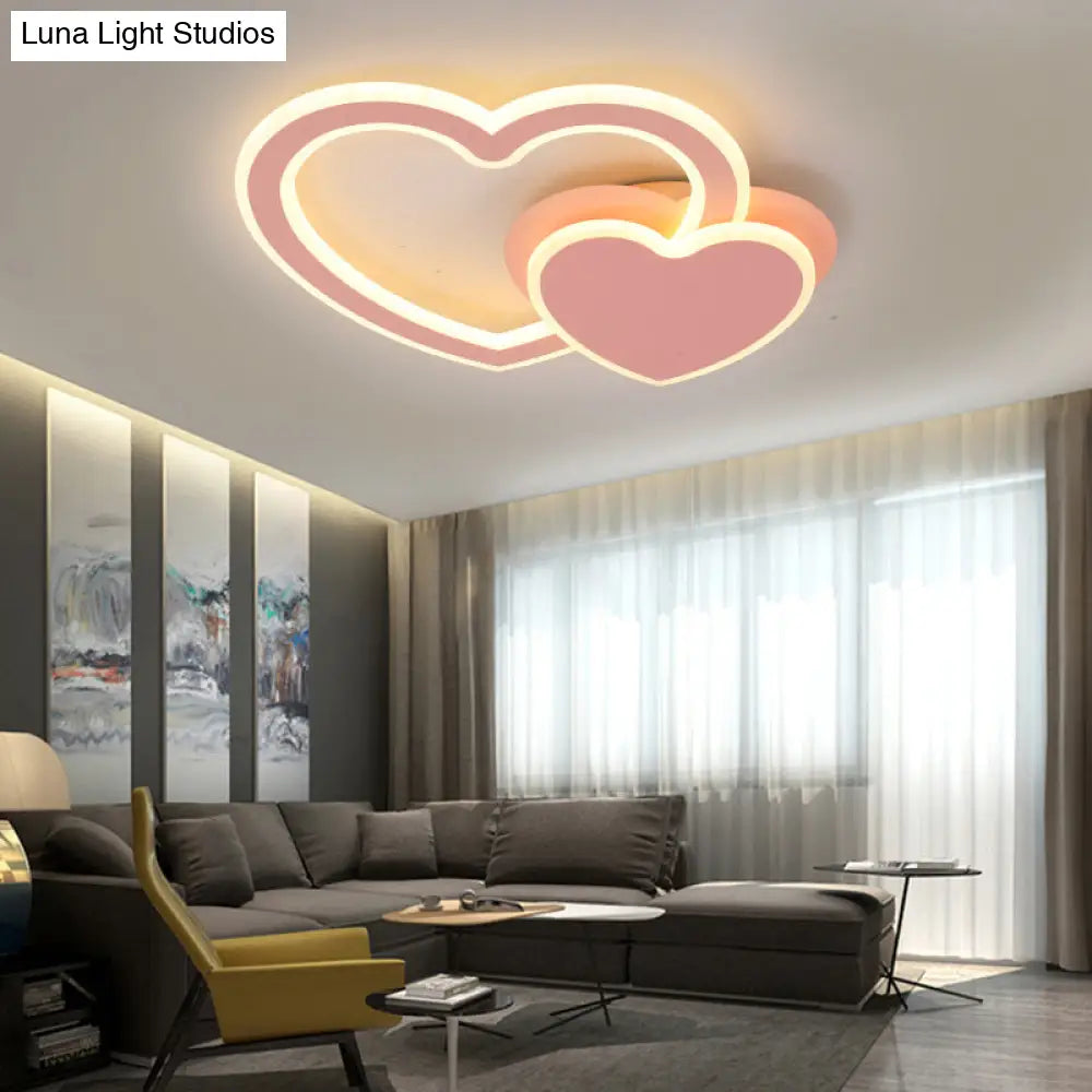 DecorBites™ DecorBites™ Double Loving-Heart Kids LED Flush Ceiling Light - Vibrant Undertint, Ideal for Kid's Bedroom