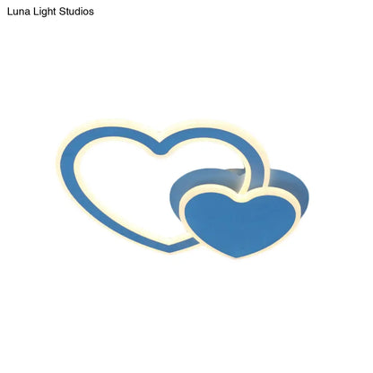 DecorBites™ DecorBites™ Double Loving-Heart Kids LED Flush Ceiling Light - Vibrant Undertint, Ideal for Kid's Bedroom
