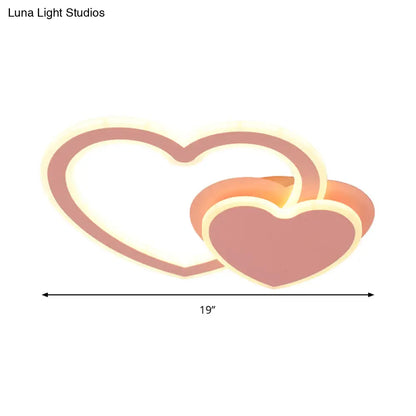 DecorBites™ DecorBites™ Double Loving-Heart Kids LED Flush Ceiling Light - Vibrant Undertint, Ideal for Kid's Bedroom