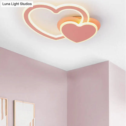 DecorBites™ DecorBites™ Double Loving-Heart Kids LED Flush Ceiling Light - Vibrant Undertint, Ideal for Kid's Bedroom