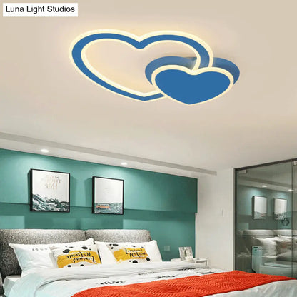 DecorBites™ DecorBites™ Double Loving-Heart Kids LED Flush Ceiling Light - Vibrant Undertint, Ideal for Kid's Bedroom