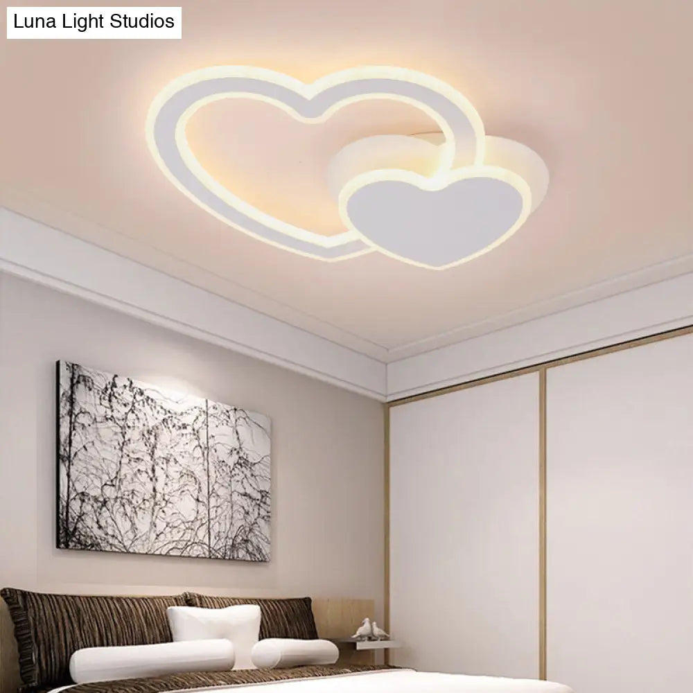 DecorBites™ DecorBites™ Double Loving-Heart Kids LED Flush Ceiling Light - Vibrant Undertint, Ideal for Kid's Bedroom