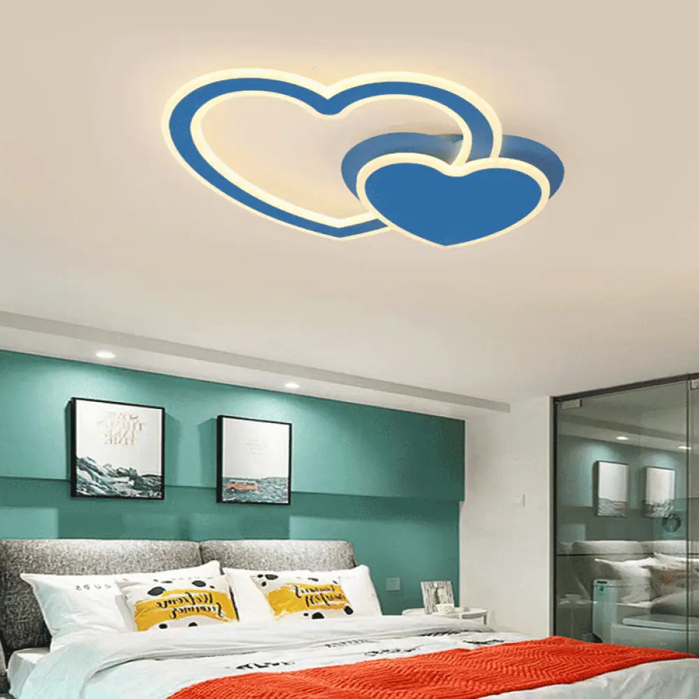DecorBites™ DecorBites™ Double Loving-Heart Kids LED Flush Ceiling Light - Vibrant Undertint, Ideal for Kid's Bedroom