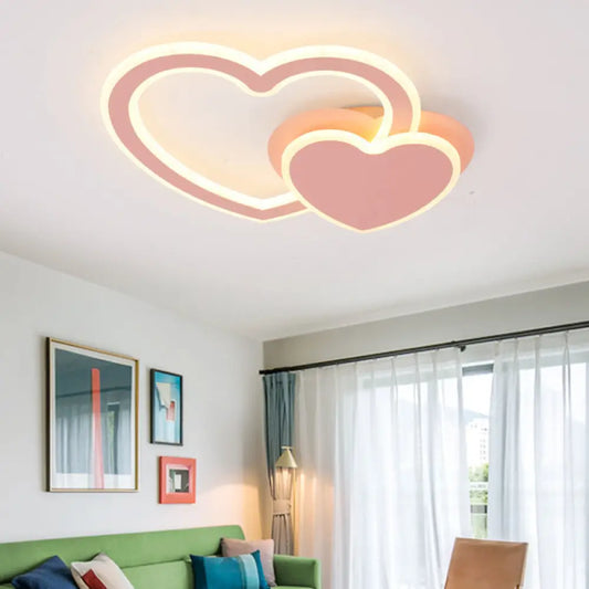 DecorBites™ DecorBites™ Double Loving-Heart Kids LED Flush Ceiling Light - Vibrant Undertint, Ideal for Kid's Bedroom