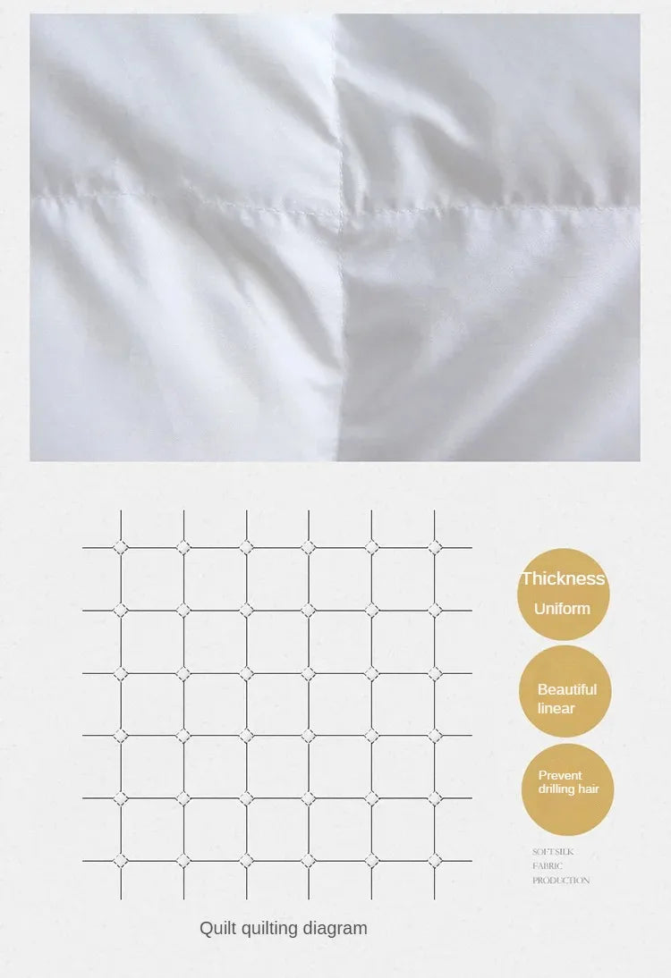 White quilted fabric with linear stitching on the down duvet 95 white goose down five-star hotel warm double single core