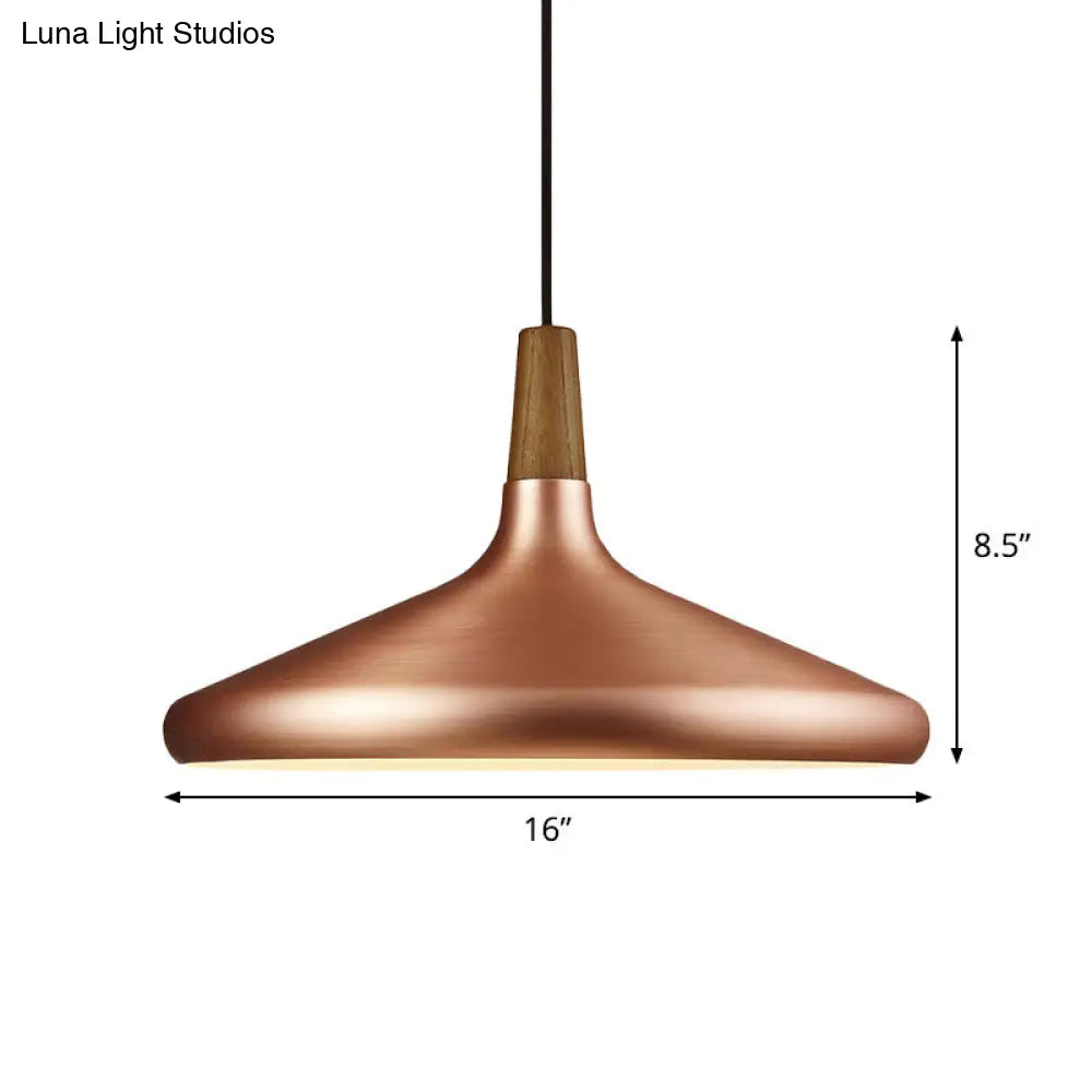 Down Lighting Industrial Restaurant Pendant - 7"/10.5"/16" Width, 1 Head, Flared Aluminum Shade, Rose Gold