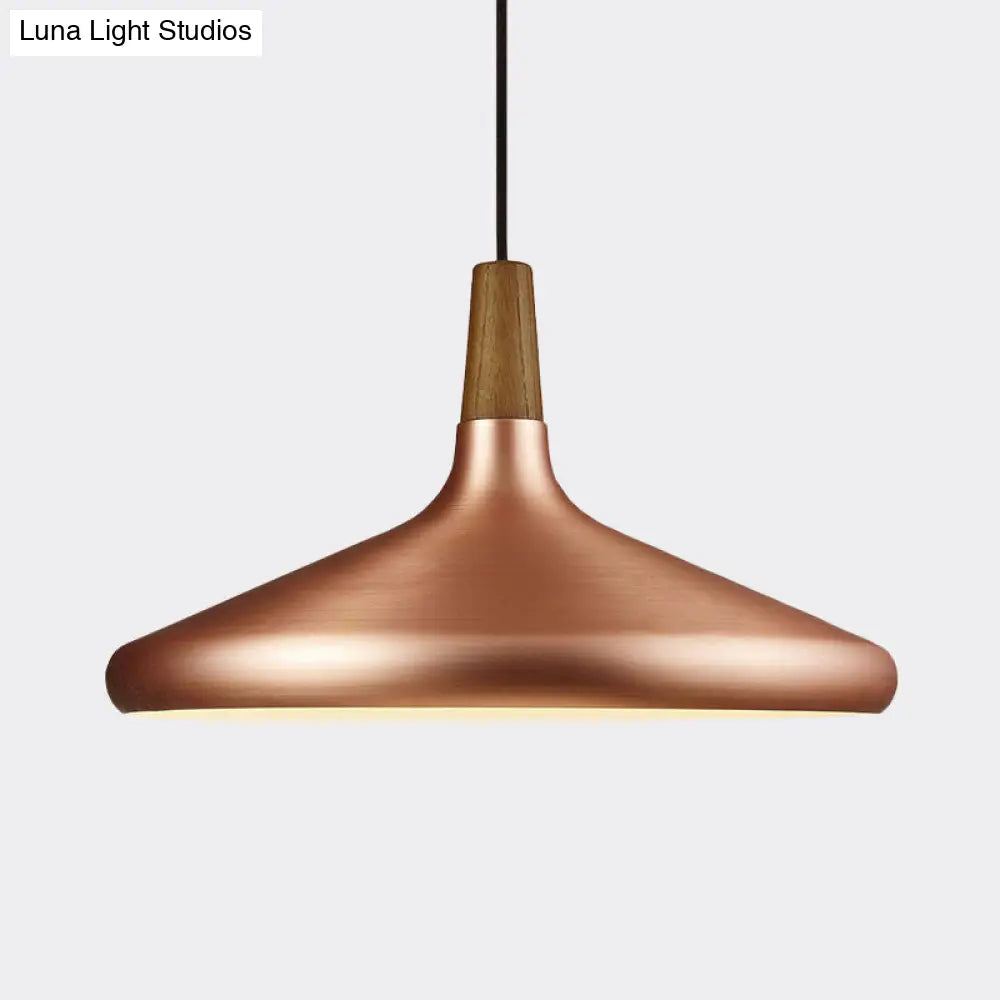 Down Lighting Industrial Restaurant Pendant - 7"/10.5"/16" Width, 1 Head, Flared Aluminum Shade, Rose Gold