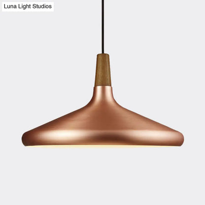 Down Lighting Industrial Restaurant Pendant - 7"/10.5"/16" Width, 1 Head, Flared Aluminum Shade, Rose Gold