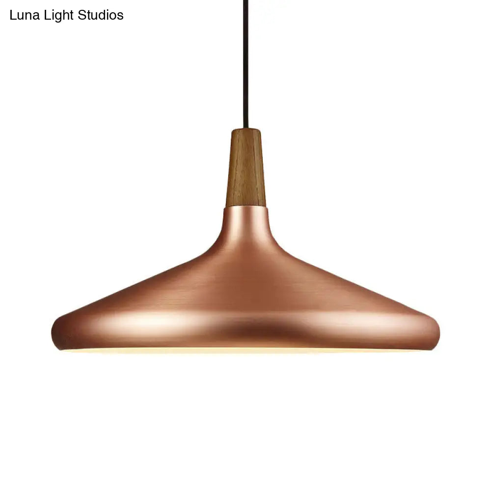 Down Lighting Industrial Restaurant Pendant - 7"/10.5"/16" Width, 1 Head, Flared Aluminum Shade, Rose Gold