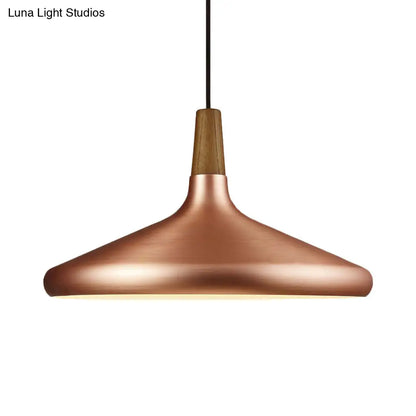 Down Lighting Industrial Restaurant Pendant - 7"/10.5"/16" Width, 1 Head, Flared Aluminum Shade, Rose Gold