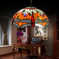 Dragonfly Ceiling Light - Orange Hand Cut Glass Victorian Fixture - 2-Head Suspended Lighting