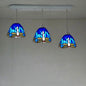 Dragonfly Pattern Cut Glass Pendant Lamp with 3 Bulbs - Mediterranean Style