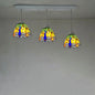 Dragonfly Pattern Cut Glass Pendant Lamp with 3 Bulbs - Mediterranean Style