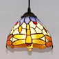 Dragonfly Patterned Stained Glass Dome Suspension Lamp - Classic Ceiling Hanging Light