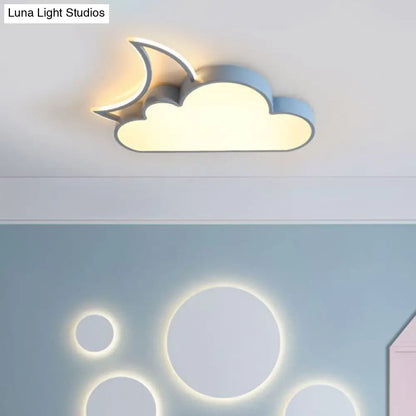 DecorBites™ DecorBites™ Dreamy Bedroom Glow: Nordic LED Cloud and Moon Metal Flush Mount Ceiling Light