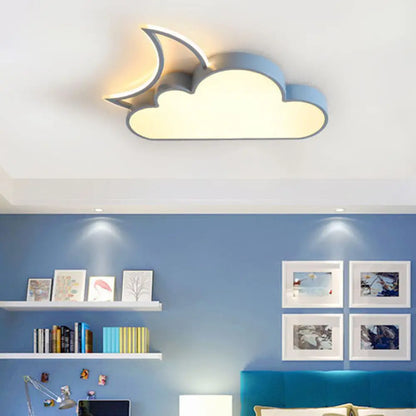 DecorBites™ DecorBites™ Dreamy Bedroom Glow: Nordic LED Cloud and Moon Metal Flush Mount Ceiling Light