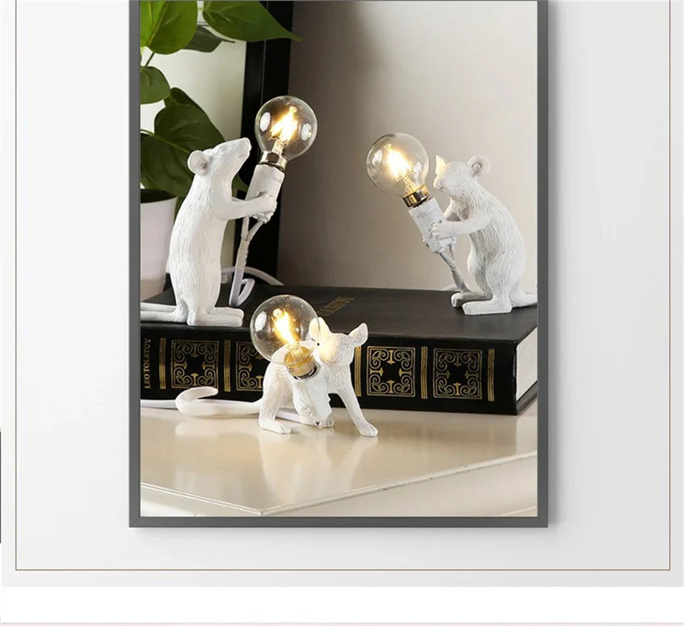 Dropshipping Nordic Mouse LED Table Lamp Modern Style Home Room Bedside Table Lights Indoor Home Decoration Lighting