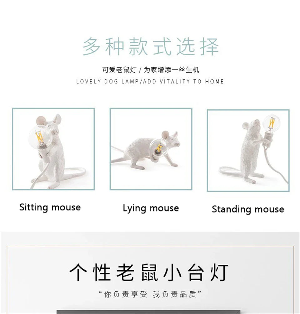 Dropshipping Nordic Mouse LED Table Lamp Modern Style Home Room Bedside Table Lights Indoor Home Decoration Lighting