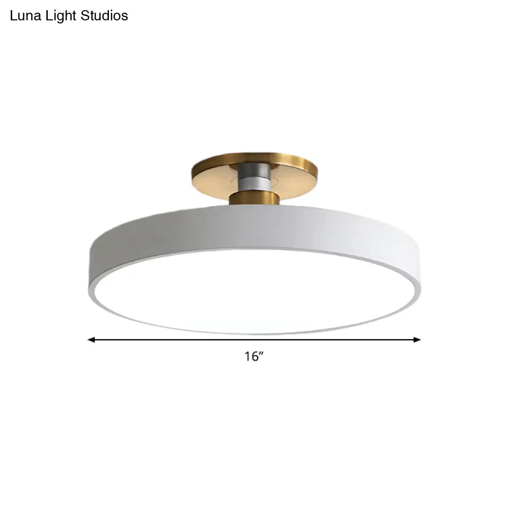 DecorBites™ DecorBites™ Drum Metal Ceiling Light Fixture - Nordic LED White Semi Flush Mount Lighting in Warm/White Light - 12"/16"/19.5" Width