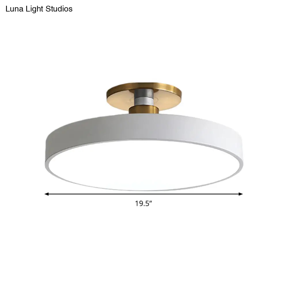 DecorBites™ DecorBites™ Drum Metal Ceiling Light Fixture - Nordic LED White Semi Flush Mount Lighting in Warm/White Light - 12"/16"/19.5" Width