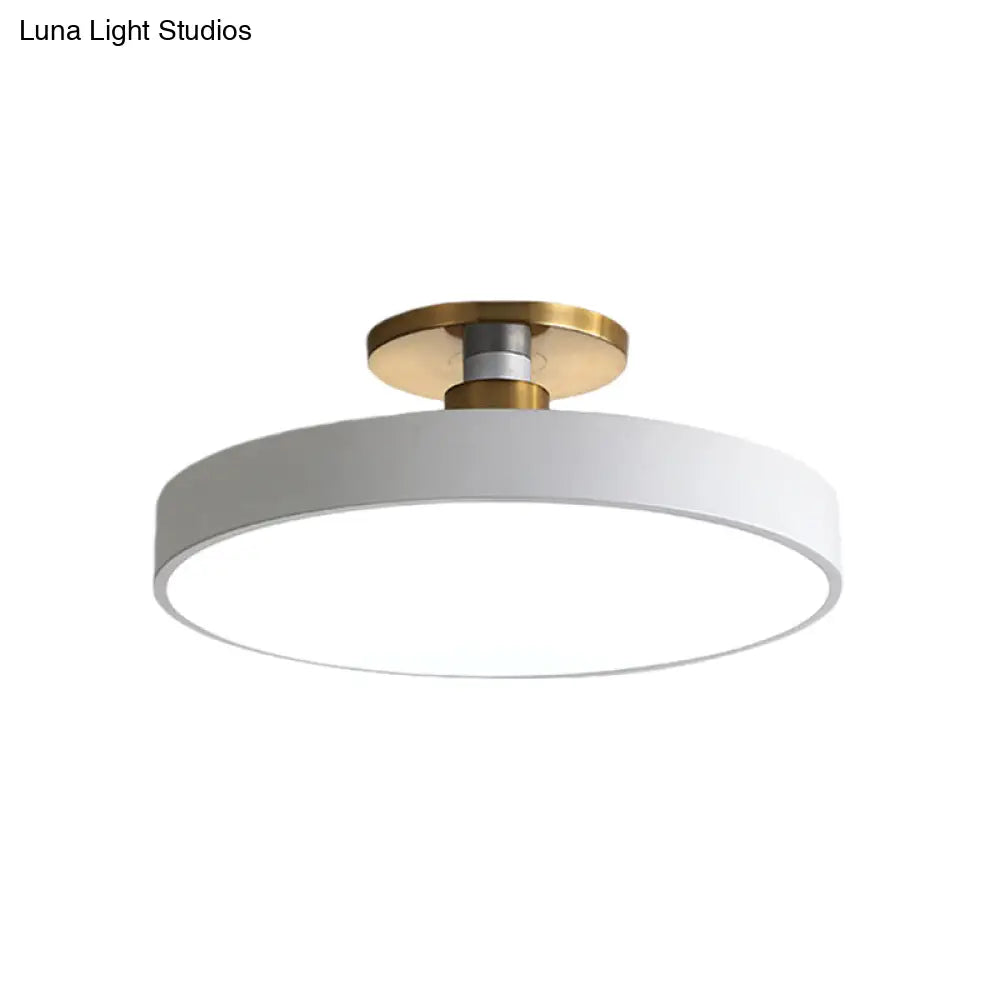 DecorBites™ DecorBites™ Drum Metal Ceiling Light Fixture - Nordic LED White Semi Flush Mount Lighting in Warm/White Light - 12"/16"/19.5" Width