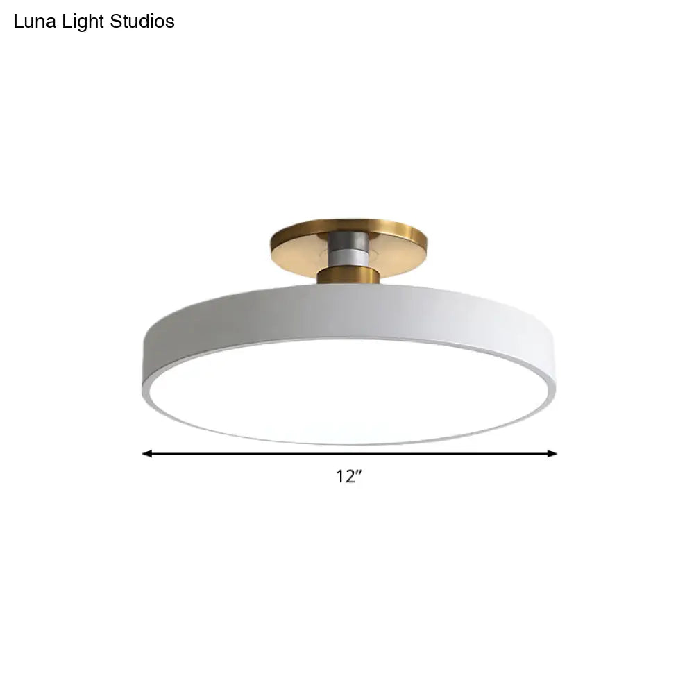 DecorBites™ DecorBites™ Drum Metal Ceiling Light Fixture - Nordic LED White Semi Flush Mount Lighting in Warm/White Light - 12"/16"/19.5" Width