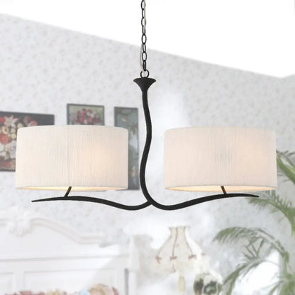 DecorBites™ Drum Pendant Light - 4 Black/White Fabric Lights for Dining Room Island