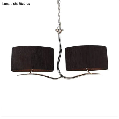 DecorBites™ Drum Pendant Light - 4 Black/White Fabric Lights for Dining Room Island