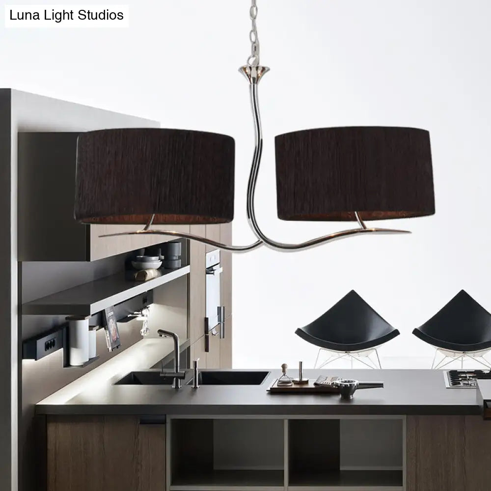 DecorBites™ Drum Pendant Light - 4 Black/White Fabric Lights for Dining Room Island