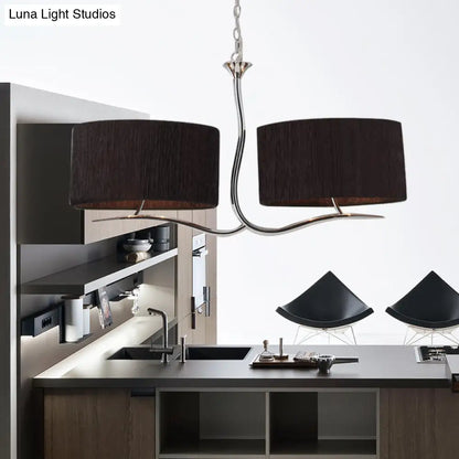 DecorBites™ Drum Pendant Light - 4 Black/White Fabric Lights for Dining Room Island