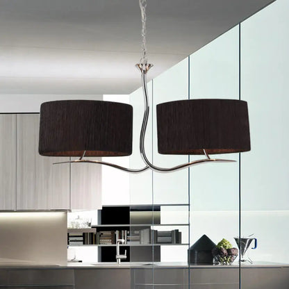 DecorBites™ Drum Pendant Light - 4 Black/White Fabric Lights for Dining Room Island