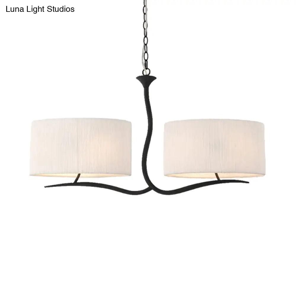 DecorBites™ Drum Pendant Light - 4 Black/White Fabric Lights for Dining Room Island