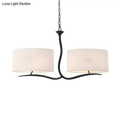 DecorBites™ Drum Pendant Light - 4 Black/White Fabric Lights for Dining Room Island