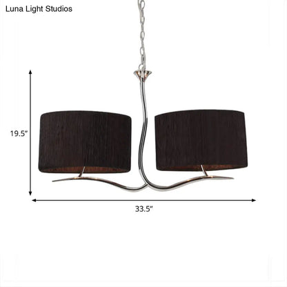 DecorBites™ Drum Pendant Light - 4 Black/White Fabric Lights for Dining Room Island